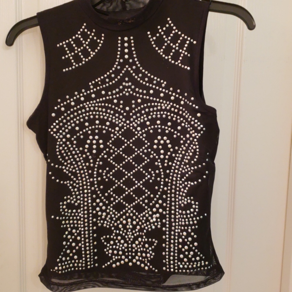 Black Mesh studded Top | NWT